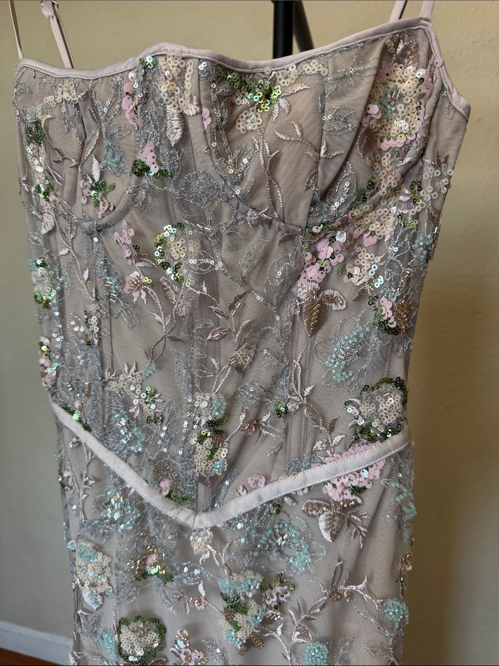 House of CB Naima Silver Embellished Beaded Corset Maxi Dress XS A-C NWOT - Picture 8 of 11